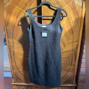 St. John Bouclé Inlay Knit Midi Dress Black - NWT Sz 6